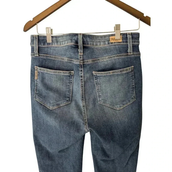PAIGE Hoxton Straight Ankle Jeans Womens 28 Blue Denim Stretchy Raw Hem Med Wash - Picture 12 of 16